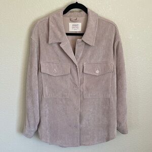 Relaxed Fit Corduroy Shacket in Soft Taupe L Oversized Lightweight Jacket